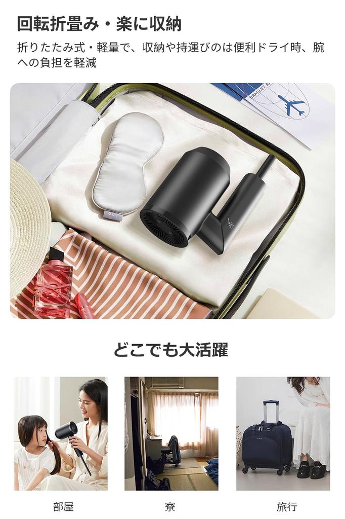 Hair Dryer 1500W Large Air Volume Quick Drying Speed Motor High Concentration Negative High Speed Dryer 3 Level Temperature Adjustable Thermostatic