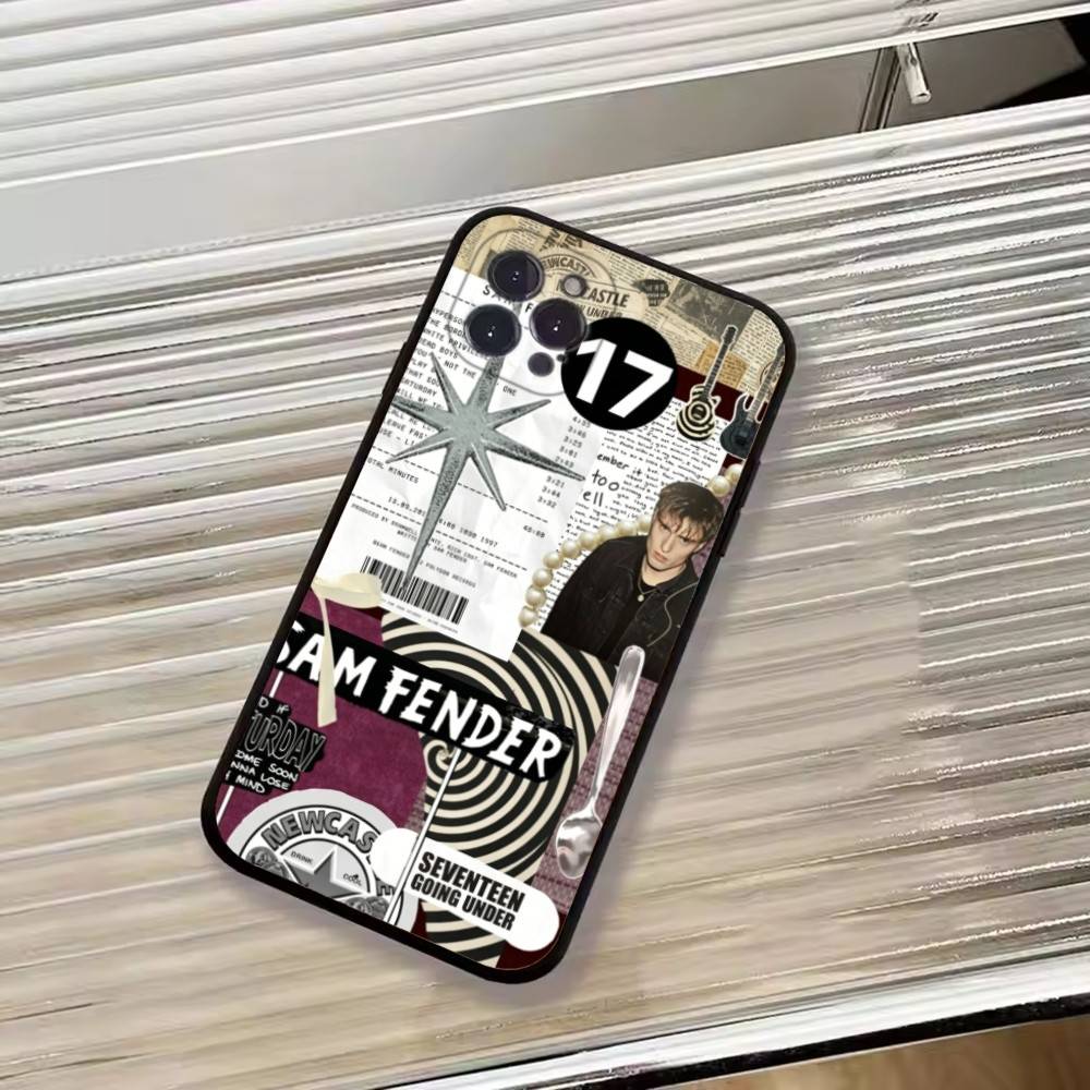 Чехол для телефона Singer S-Sam Fender для iPhone 17,16,15,14,13,12,11 Plus,Pro Max,XS,Мягкий Черный Чехол