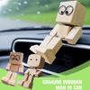 Качающаяся деревянная фигурка человечка, украшение для автомобиля - Ручная резьба с магнитной основой, трясущаяся голова, средство от стресса для приборной панели и стола, Cr