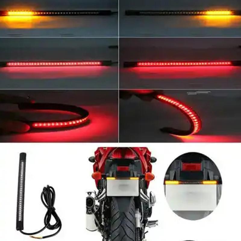 Flexible 48 LED Motorcycle Light Bar Strip Tail Turn Signal Tail Rear Brake Stop Bulb Lamp Brake Light SMD Dual Color