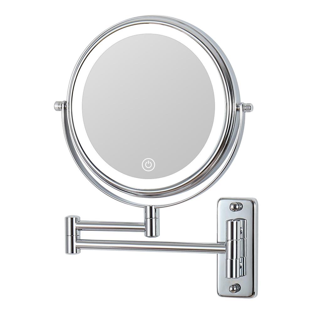 Wall-Mounted Double-Sided Telescopic LED Makeup Mirror
