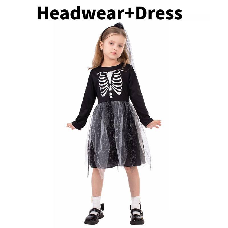 Костюм скелета для косплея ребенка на Хэллоуин и театрального представления