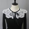 New Embroidered Lace-up White Fake Collar for Girls, Black Lace-up Floral Crochet Collar Dress Sweater Decoration Collar