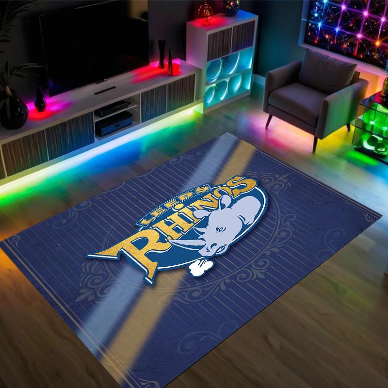 Leeds Rhinos Design Crystal Velvet Carpet Cozy Non?Slip Printed Rug For Bedroom Living Room Entrance