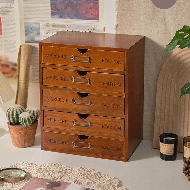 1 шт., 3/4/5 ящиков, ретро-коробка для хранения косметики и офисных принадлежностей, подходит для туалетного столика, школы, офиса, организации вещей в общежитии.