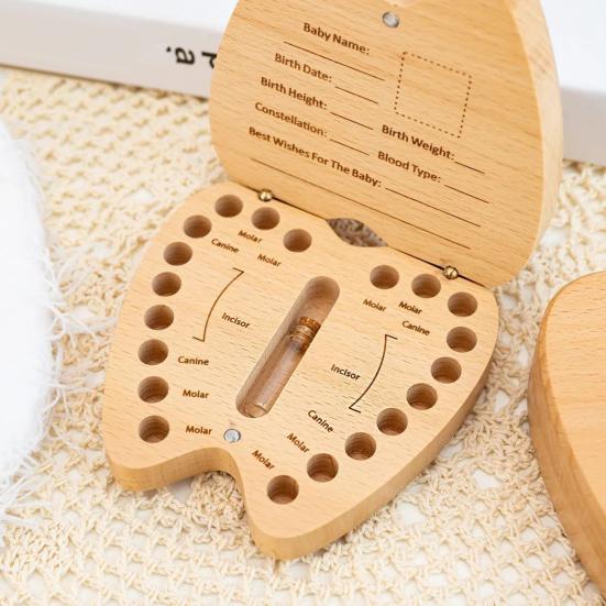 Деревянная коробочка для зубов Коробка для хранения молочных зубов Коробка для памятных вещей для детских зубов Витрина для зубов для детей Сохранение молочных зубов