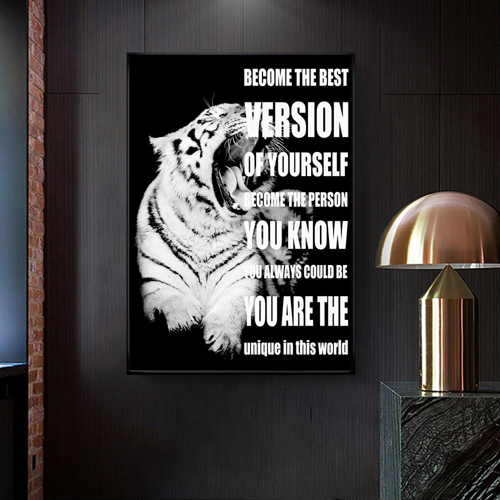 Мотивационный Черный Волк Лев Леопард Холст Картины Плакаты и Принты Вдохновляющие Цитаты Жизни Настенные Художественные Фотографии Гостиная Украшения Дома