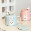 Cute Bunny Ceramic Cup with Lid and Spoon Big Capacity Creative Coffee Mug Office Milk Mug Ceramic Crafts Kitchen Drinkware