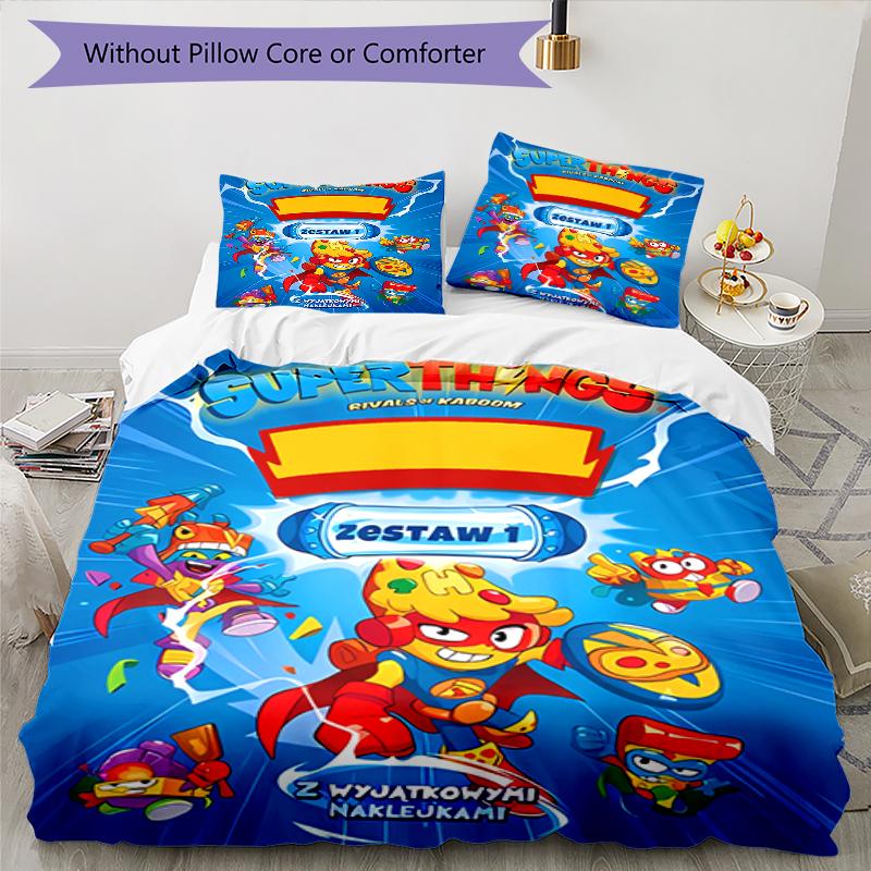 3pcs Superthings2 pattern bedding set duvet cover set includes duvet cover &pillowcases, perfect all season bedroom decoration & gift