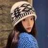 Women S Retro Diamond Knit Beanie Hat For Autumn Winter Warm