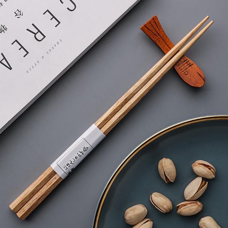 Lin Sen Fang Японские шестигранные палочки для еды из каштана с дизайном бамбукового сустава, 5 пар