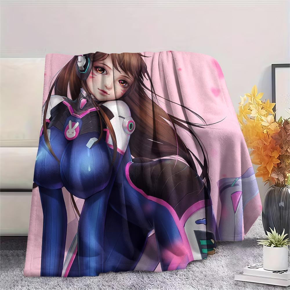 Фланелевое одеяло с принтом D.Va, Высококачественное, Удобное для всех сезонов, Декор для дома, Тепло и уют