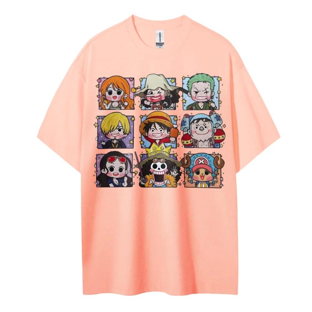 ONE PIECE Peripheral Products Mens Oversized Tshirt Street Version Mens and Womens Summer Casual Trendy Brand Top Colthing