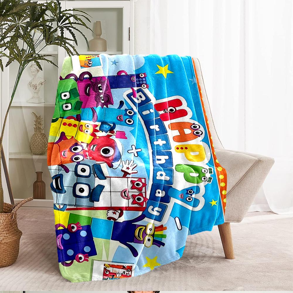 Numberblocks Theme Printed Blanket - Perfect for Couch, Bed, Travel & Outdoor Use | Machine Washable, Cozy & Durable.