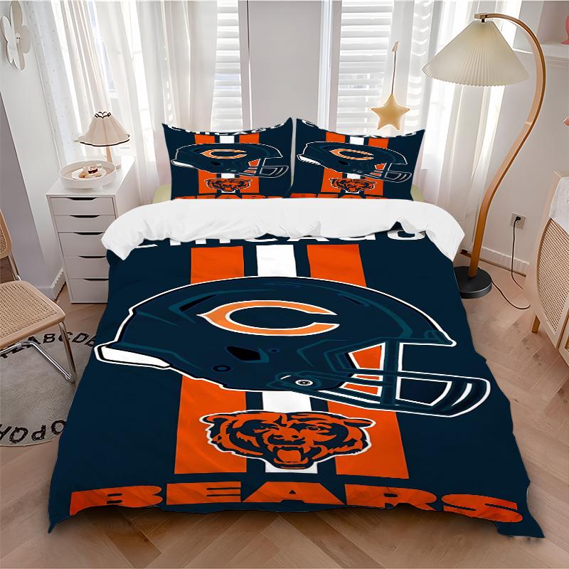 3Pcs Chicago Bears Helmet Bedding Sets For All Sizes New 3D Printed Bed Cover Comforter Duvet Cover Pillowcase Bedroom Decoration