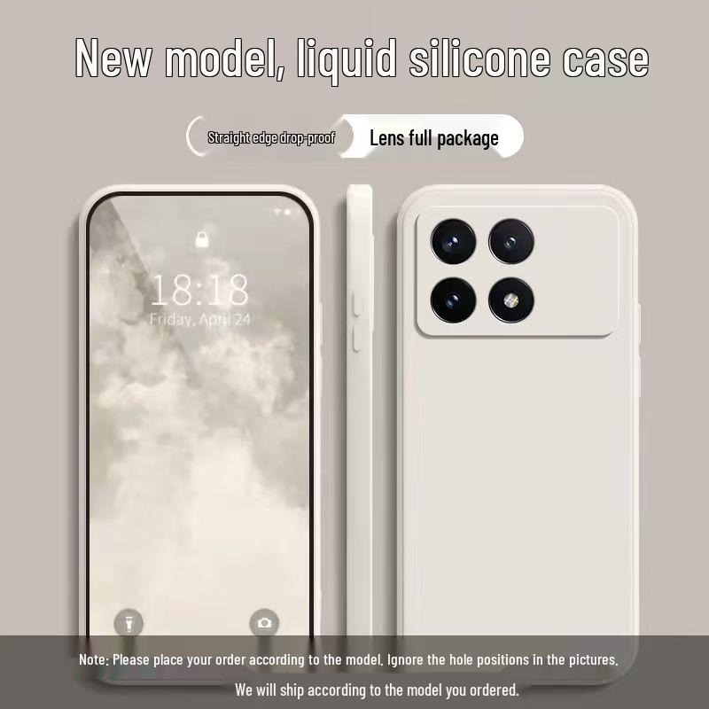 Силиконовый чехол для Xiaomi POCOX6 Pro: Однотонный, Дизайн Кубика Рубика, Полное Покрытие, Защита от Падений, Мягкий Прямой Край.