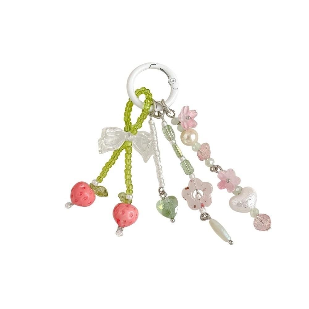 Acrylic Beads Flower Pendant Contrast Color Star Tassel Key Chain Beaded Hanging Backpack Decor