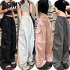 Women's Spicy American Cargo Pants - Spring, Wide Leg, Floor-Length, Casual Drapey with Drawstring.