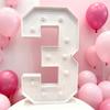 1Pc 73cm Light Up Digital Marquee Frame Yellow Lights KT Board Number 0-9 Plug-in KT Board Party Decorative Birthday Party Anniversary Decoration