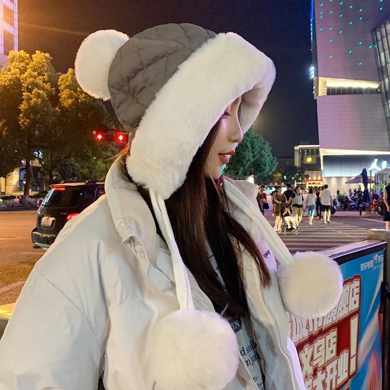 Женская зимняя ветрозащитная и теплая шапка-пуловер с защитой ушей, флисовая утолщенная велосипедная ветрозащитная снежная шапка