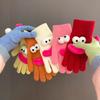 Funny Cartoon Knitted Gloves Cute Big Eyes Warm Gloves Winter Ribbed Touch Screen Gloves for Driving Commuting Cycling Daily Errands