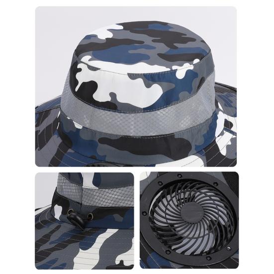 Солнцезащитная шляпа с камуфляжным принтом, широкополая рыболовная шляпа с двухрежимным вентилятором, регулируемая шляпа с защитой от ультрафиолета и тремя передачами