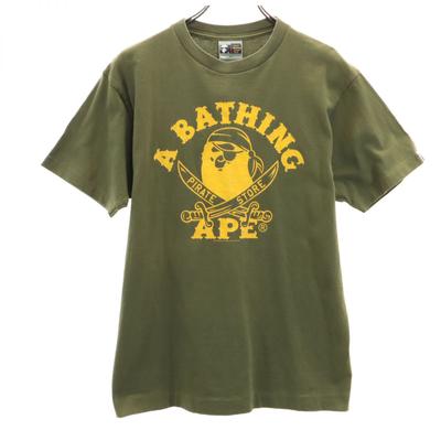 Сделано в Японии Принт Футболка с коротким рукавом M зеленый A BATHING APE Мужская Б/у