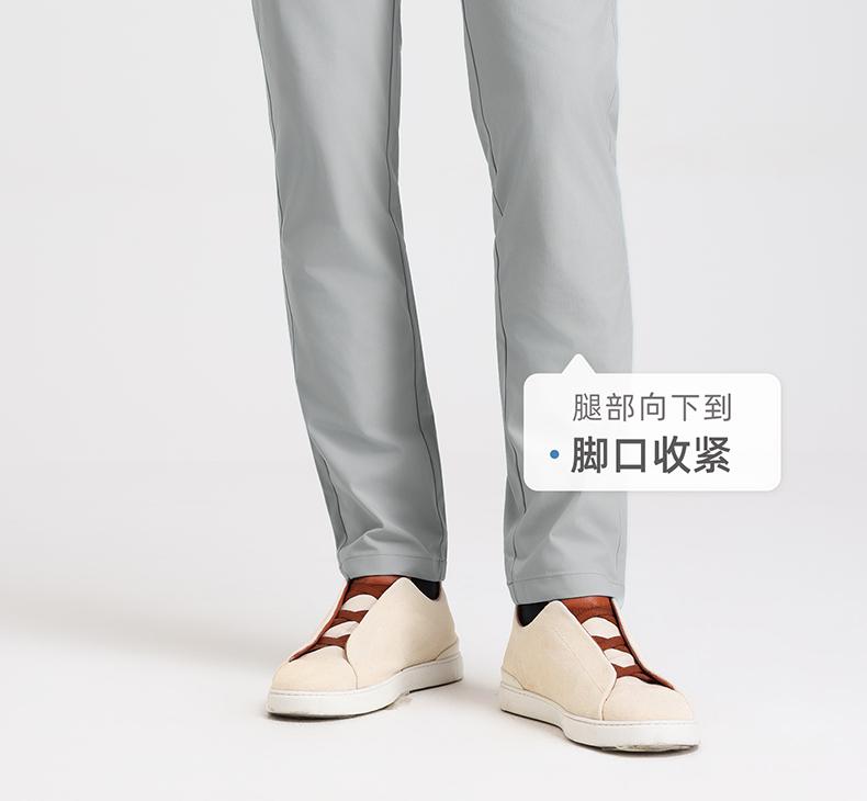 Langdeng men's summer business casual wrinkle resistant and easy to maintain semi elastic waist slim straight leg pants