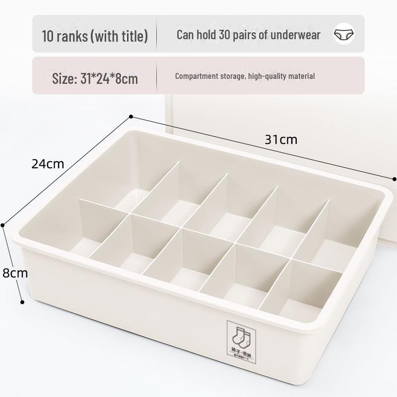 Drawer-Style Underwear and Socks Storage Box with Compartments