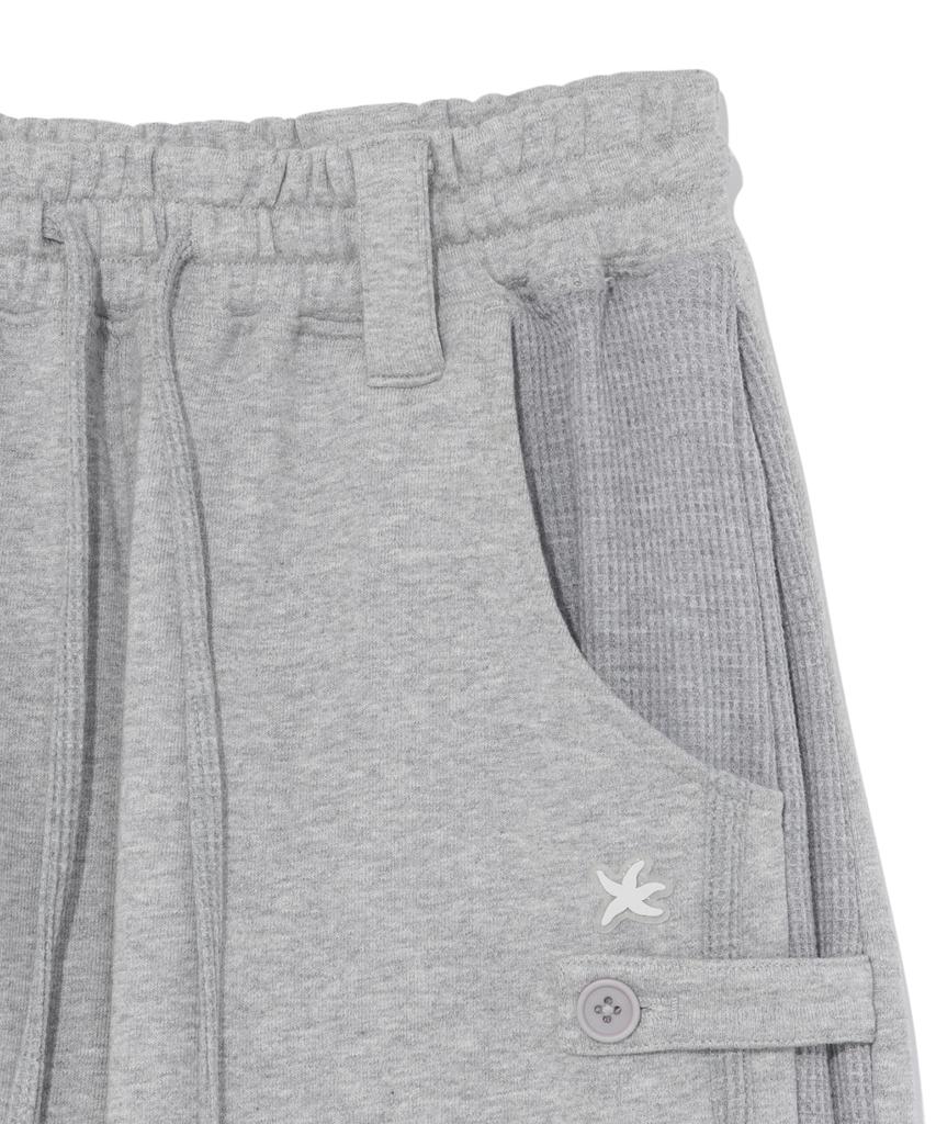 THE COLDEST MOMENT Tcm Waffle Button Half Sweat Pants (Melange Gray)