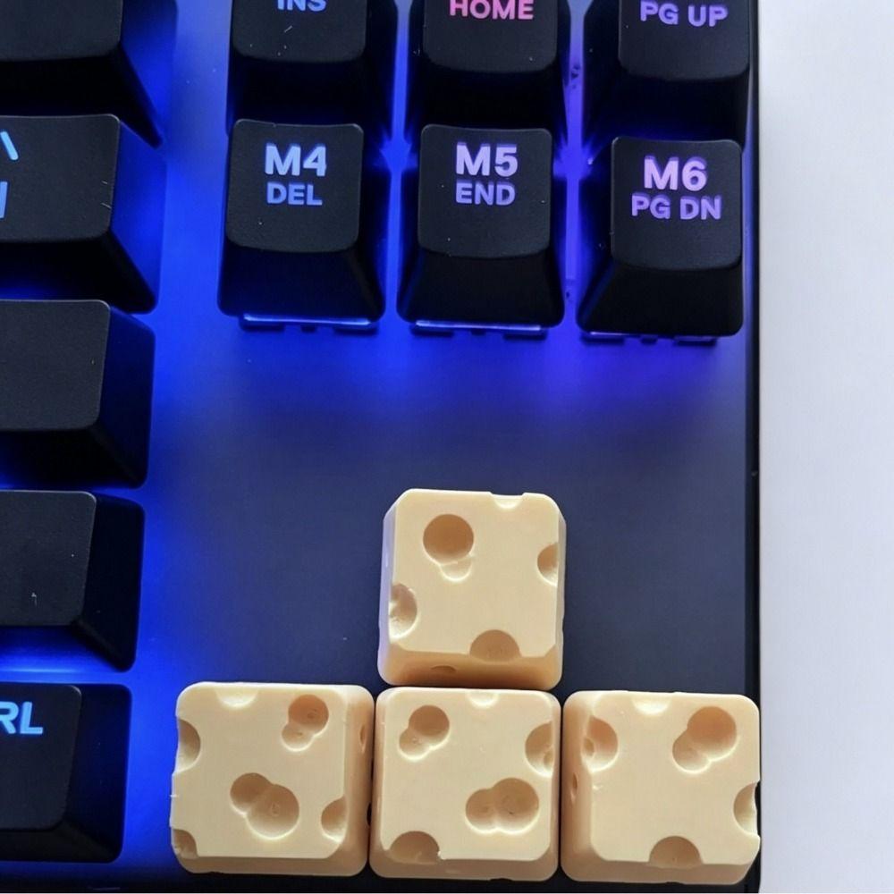 4pcs 3D Printing Chesse Cake Keycap Universal Food Shaped Cheese Artisan Keycap Creative Design Funny