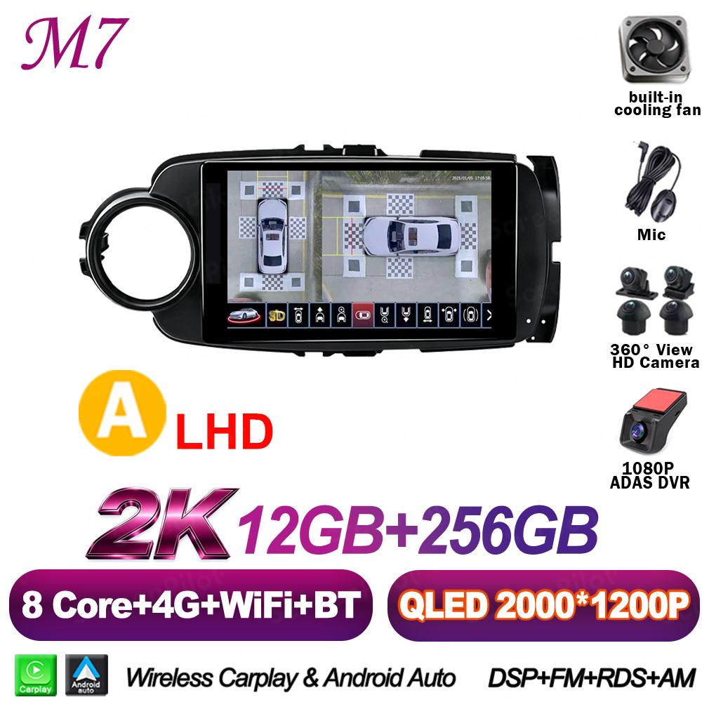 Android 16 For Toyota Yaris 2012-2017 Car Radio Stereo Head Unit Multimedia Video Player GPS Navigation 2K QLED 9 Inch 5G 8 Core