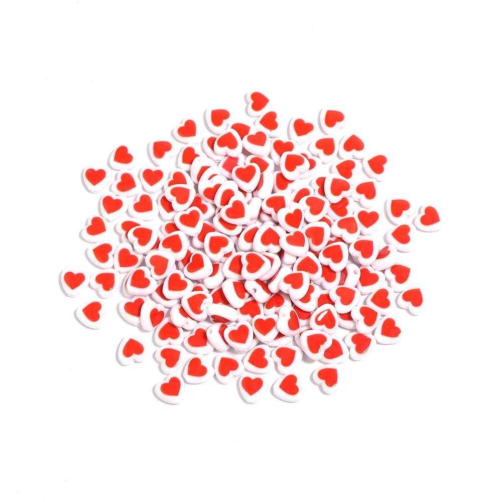 100 шт./лот Акриловые бусины в форме сердца Красная серия 8 мм Разделитель Свободная бусина Любовь для изготовления ювелирных изделий DIY Аксессуары для ожерелья Браслета