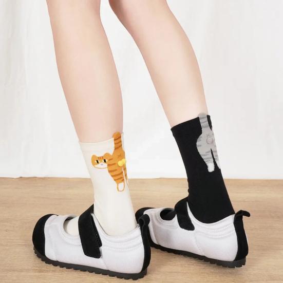 5/10 Pairs Girl Socks Mid-tube Soft Breathable High Elastic Ball Cat Pattern Socks Women Funny Socks Furry Decoration