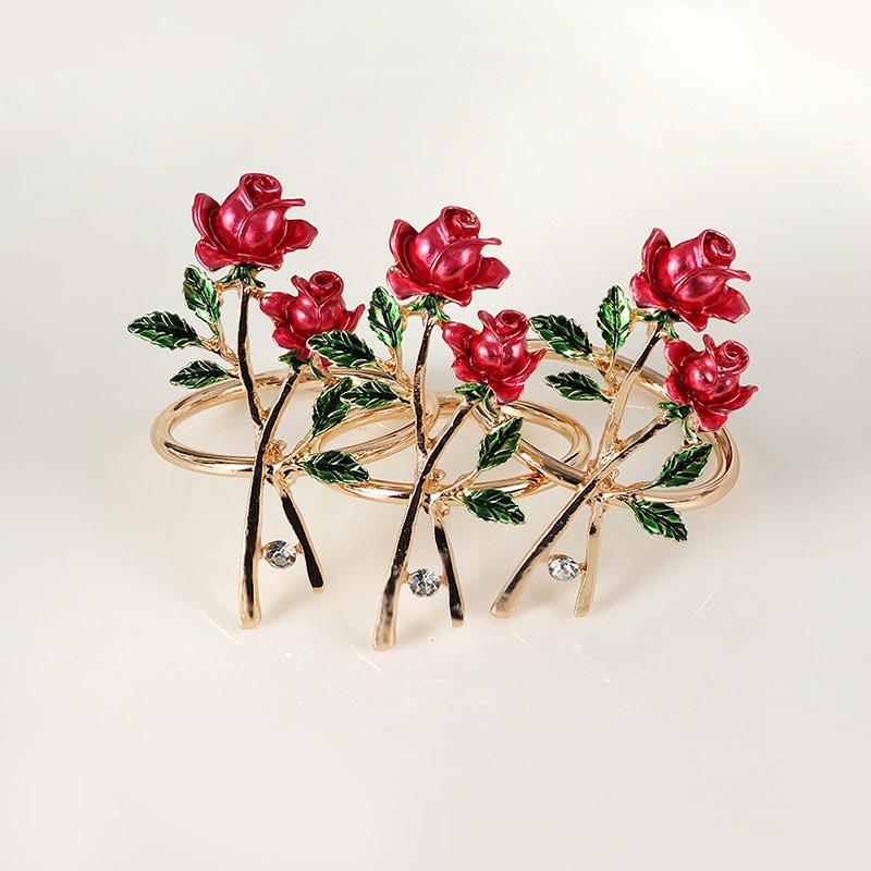 1 шт. Полотенце Кольцо для салфетки Свадебное платье День святого Валентина Цинковый сплав Западный стиль Красная роза Украшение ресторана