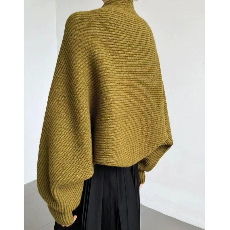 Толстый Премиальный Элегантный Жилет Вязаный Кардиган Женский Осень Зима Рукав Летучая Мышь Укороченная Накидка