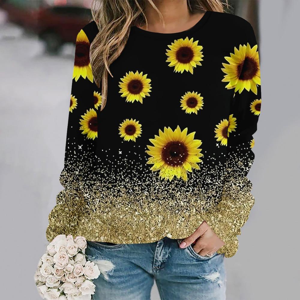 2025 Осень и зима новая мода круглый вырез длинный рукав с принтом элегантный повседневный свободный худи