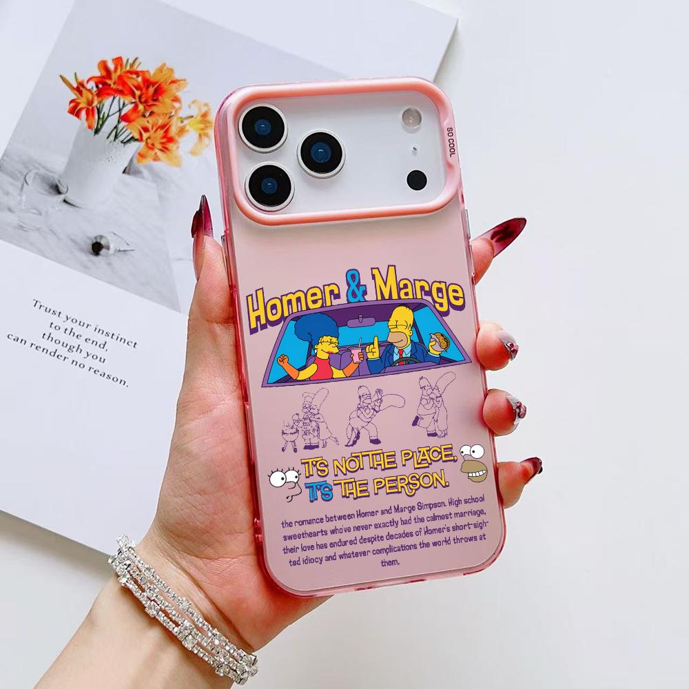 Смешной мультяшный чехол для телефона S-SimpsonS для iPhone 17 16 15 14 13 12 11 Pro Max Air Матовый Лазерный Аврора Ударопрочный Funda