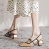 2025 весна и лето внешнеторговая новая сумка сандалии на каблуке женские модные универсальные с квадратным носком с открытой пяткой одинарные туфли сказочные туфли