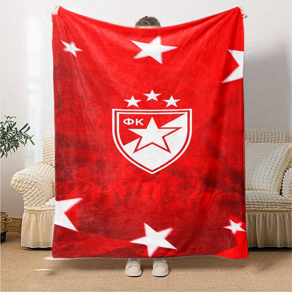 1pc Blanket - Red Star logo Print Design,Lightweight Blanket for Sofa,Bed- Soft &Warm,Gift for All Seasons