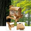 Squirrel Feeder Wood Hanging Pet Food Feeder Bird Proof Weatherproof Outdoor Feeding Box for Garden Patio Chipmunks