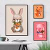Nordic Modern Cartoon Nursery Animal Rabbit Fox Pig Children's House Decoration Kid's Room Kindergarten Girls Canvas Wall Art