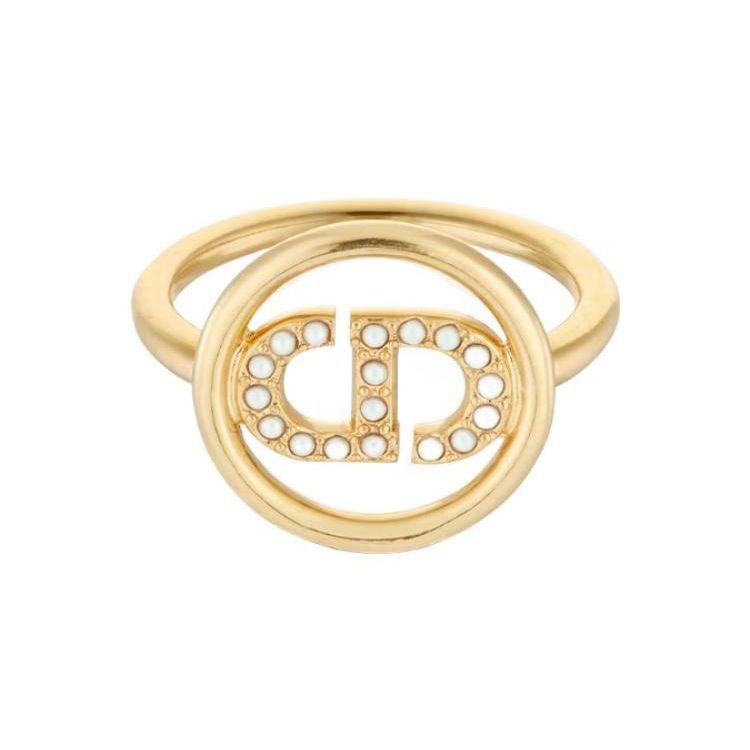 Dior 30 Montaigne Classic Cd Letter Logo Metal Resin Ring Women rings Gold R1514WOMRS-D301
