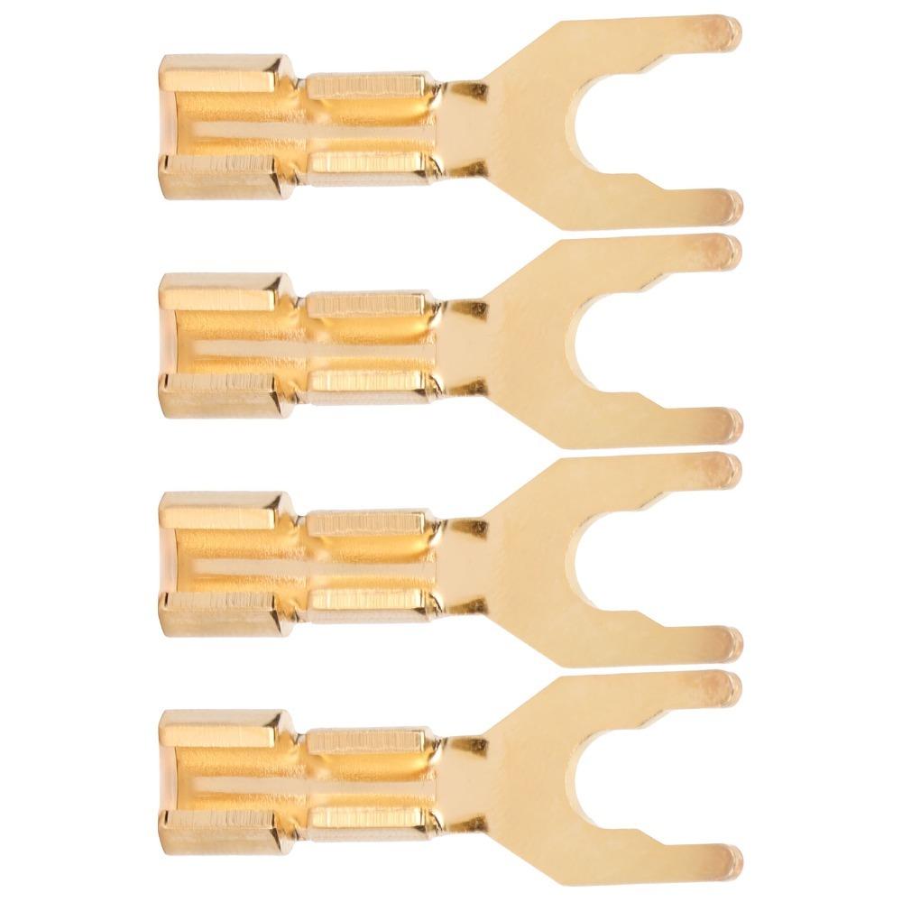 4PCS 45 Degree Fork Spade Speaker Connector Pure Copper Fork Speaker Wire Connector For Amplifiers