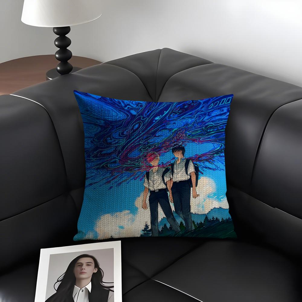 TThe SummerR Hikaru Died Cushion Cover Natural Linen Organic Fabric DoubleSided Printing Sofa Home Decor Gift Pillow Case