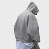 Men's Gray Hooded Zipper Cardigan Jacket: 2024 BF Style, Loose Fit, Drop Shoulder.