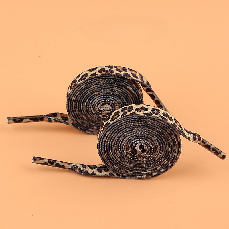 Leopard Fashion Colorful Shoelaces Creative Unisex Flat Canvas Sneakers Shoes Laces Shoes Strings