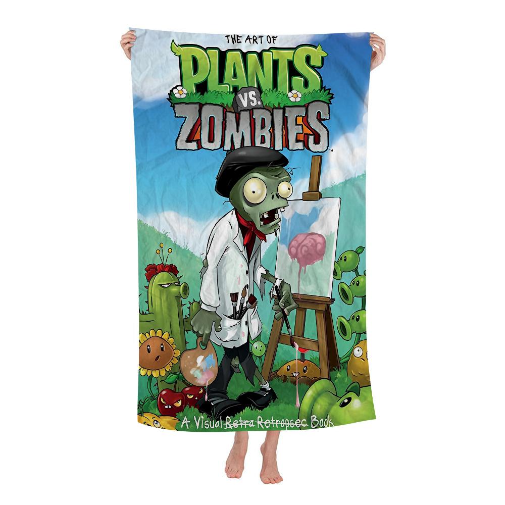 Полотенце для пляжа Plants Vs Zombies Мультяшное Милое Летнее Детское Большое для Ванны Бассейна Пляжа Микрофибра Впитывающее для Плавания Путешествий