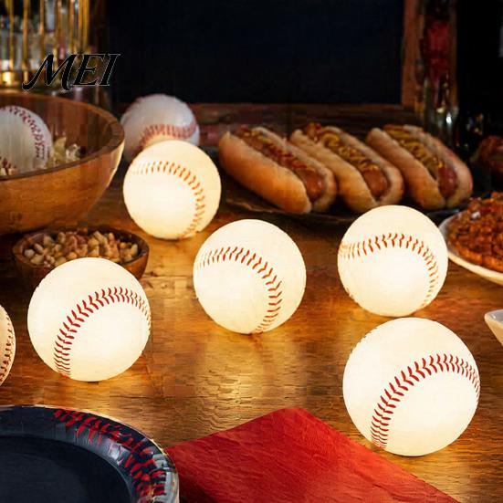 Cordless Desk Lamp Realistic Baseball Night Light, Decor Lamp, Portable Ambient Decorative Lamps Lighting Ornament for Bedroom Office, Creative Sports