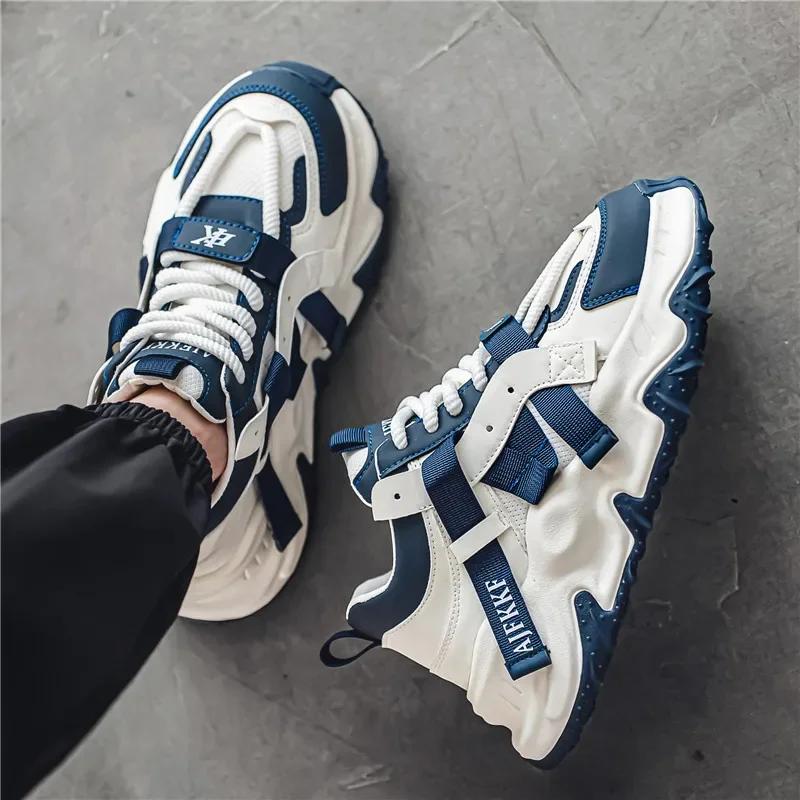 Мужские трендовые весенние горячие продажи мужские повседневные модные удобные кроссовки для бега на открытом воздухе 44 толстая подошва спортивная обувь на все времена года